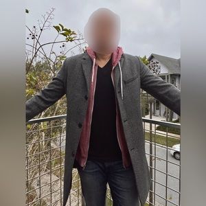 H&M Long Knee-Length Dress Coat Fitted Size Large